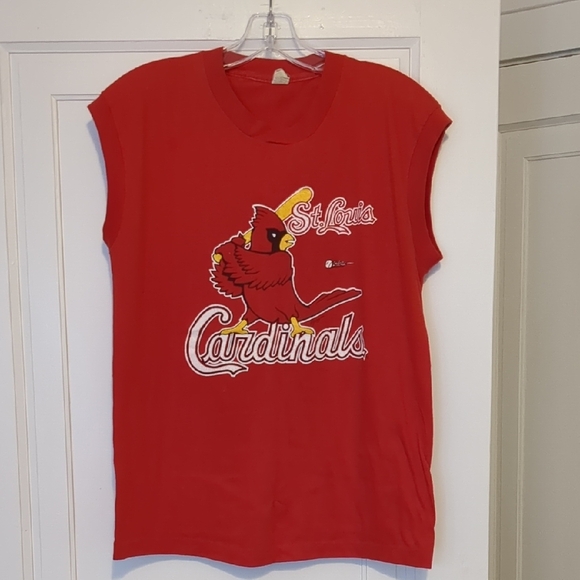 Vintage St. Louis Cardinals Mens Red Sleeveless Shirt Tank Top Medium - Picture 1 of 6